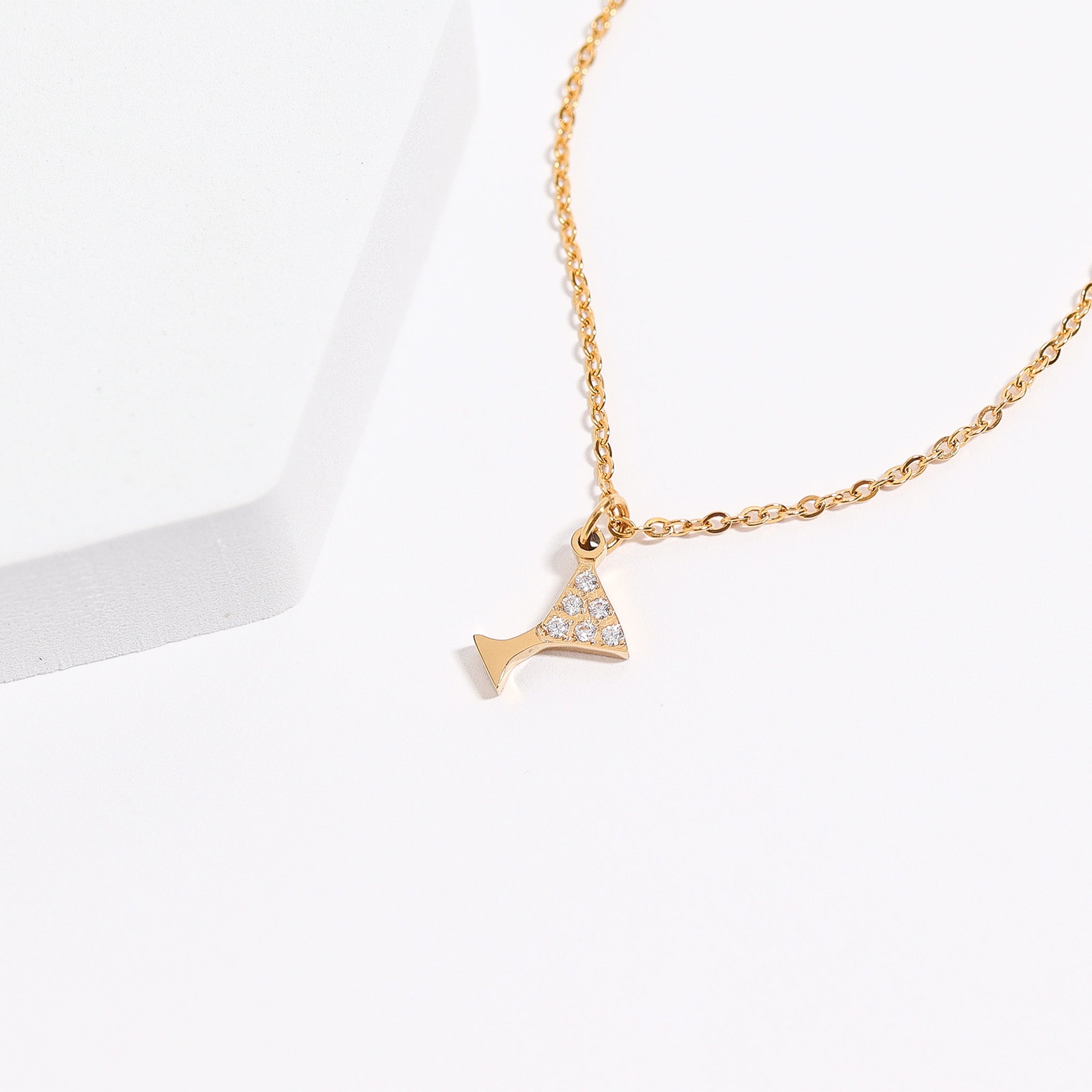 Martini Glass Charm – 18K Gold Pendant With CZ | Hypoallergenic Jewelry Accessory