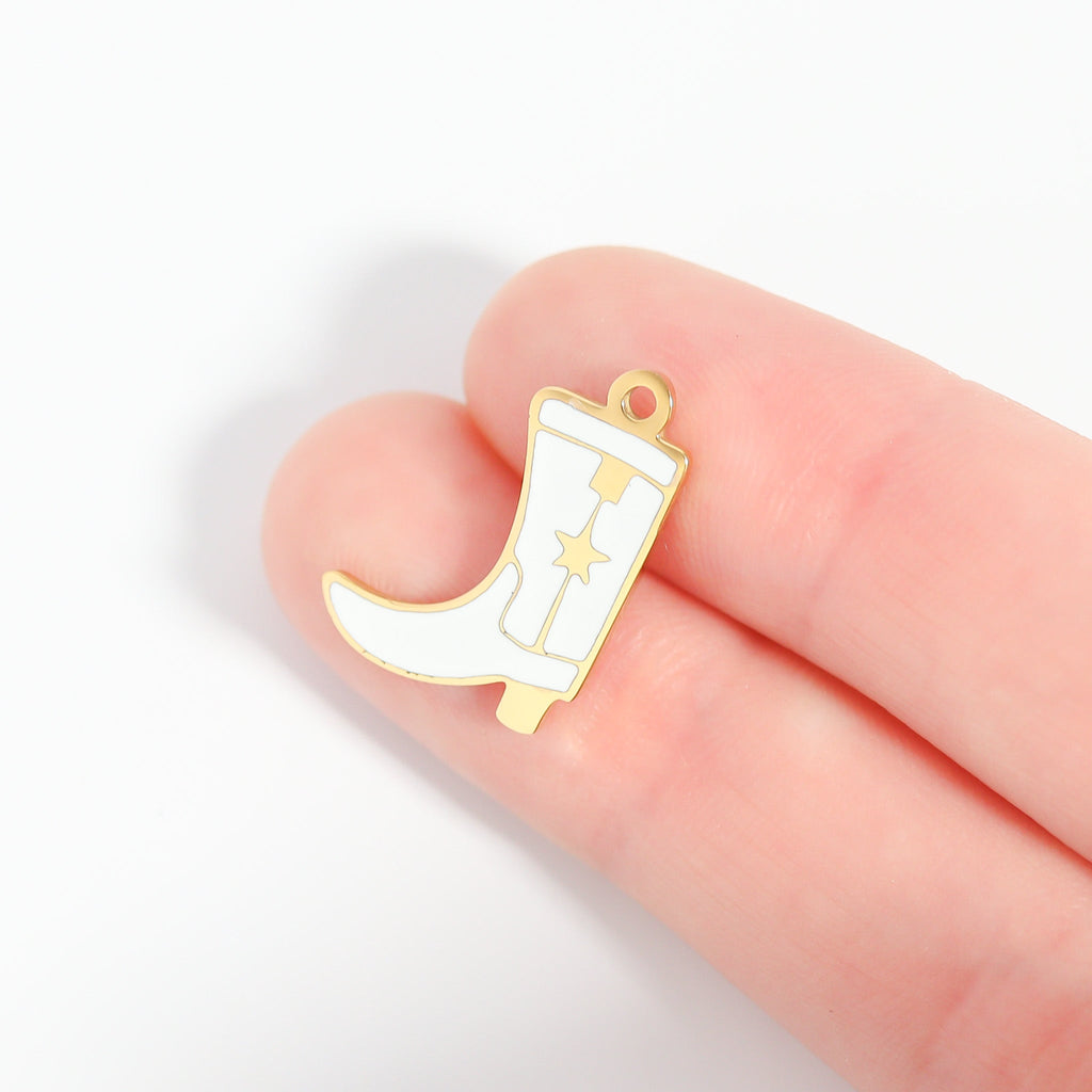 Cowboy Boot Charm – 18K Gold PVD Stainless Steel Western Jewelry Accent