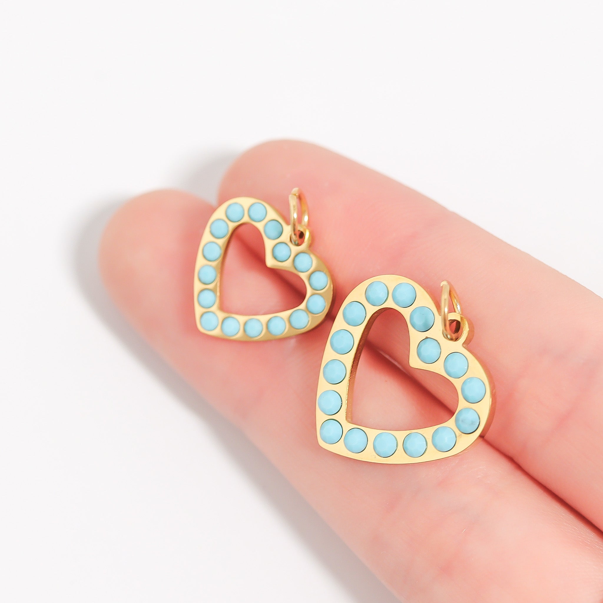 Turquoise Heart Charm – 18K Gold Plated Charm Necklace | Hypoallergenic Stainless Steel Pendant