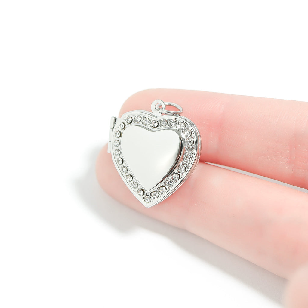 18K Gold Heart Locket – Sparkling Stone Photo Keepsake | Stainless Steel Jewelry