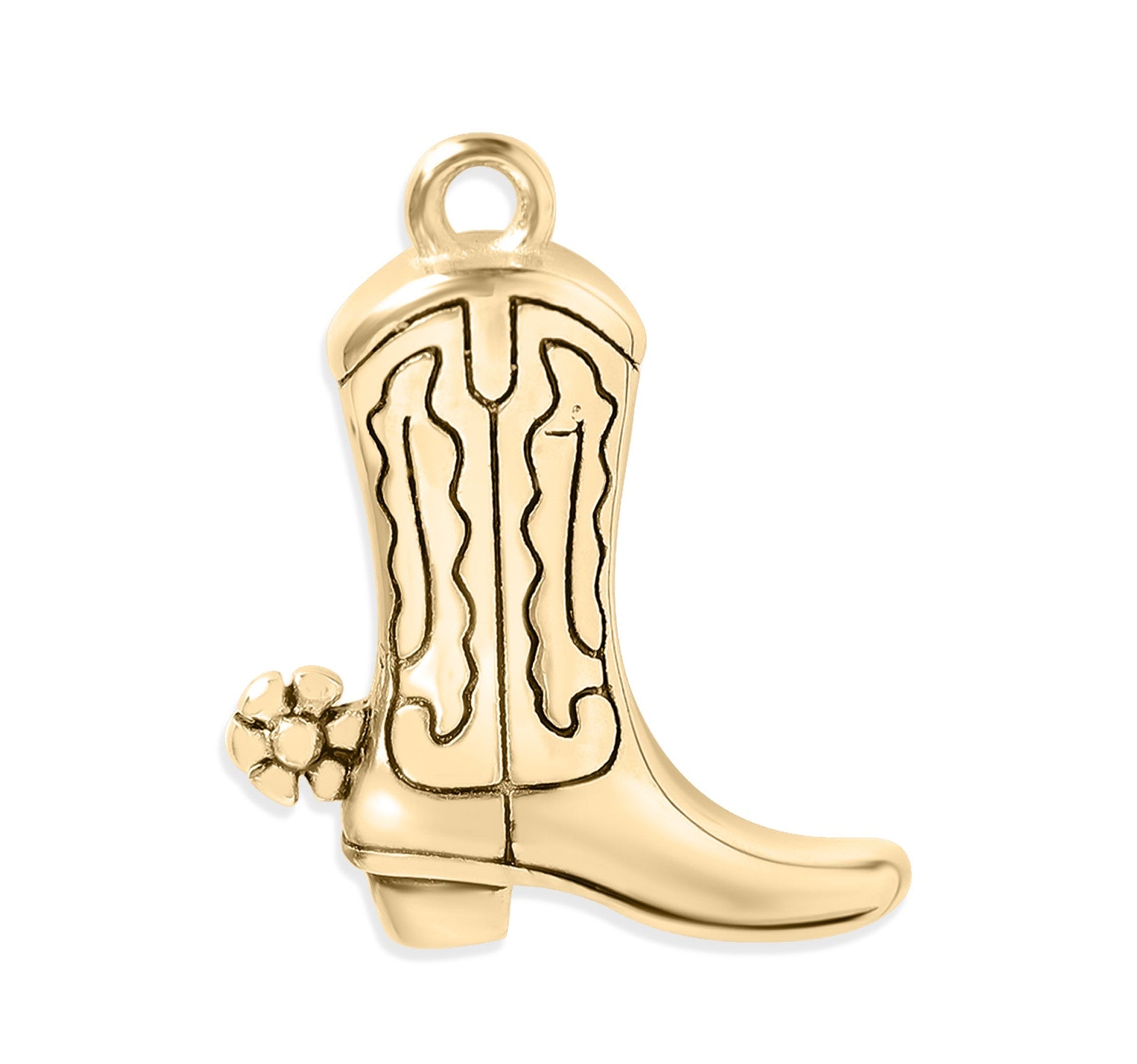 Cowboy Boot Pendant – 18K Gold Stainless Steel Western Jewelry Charm