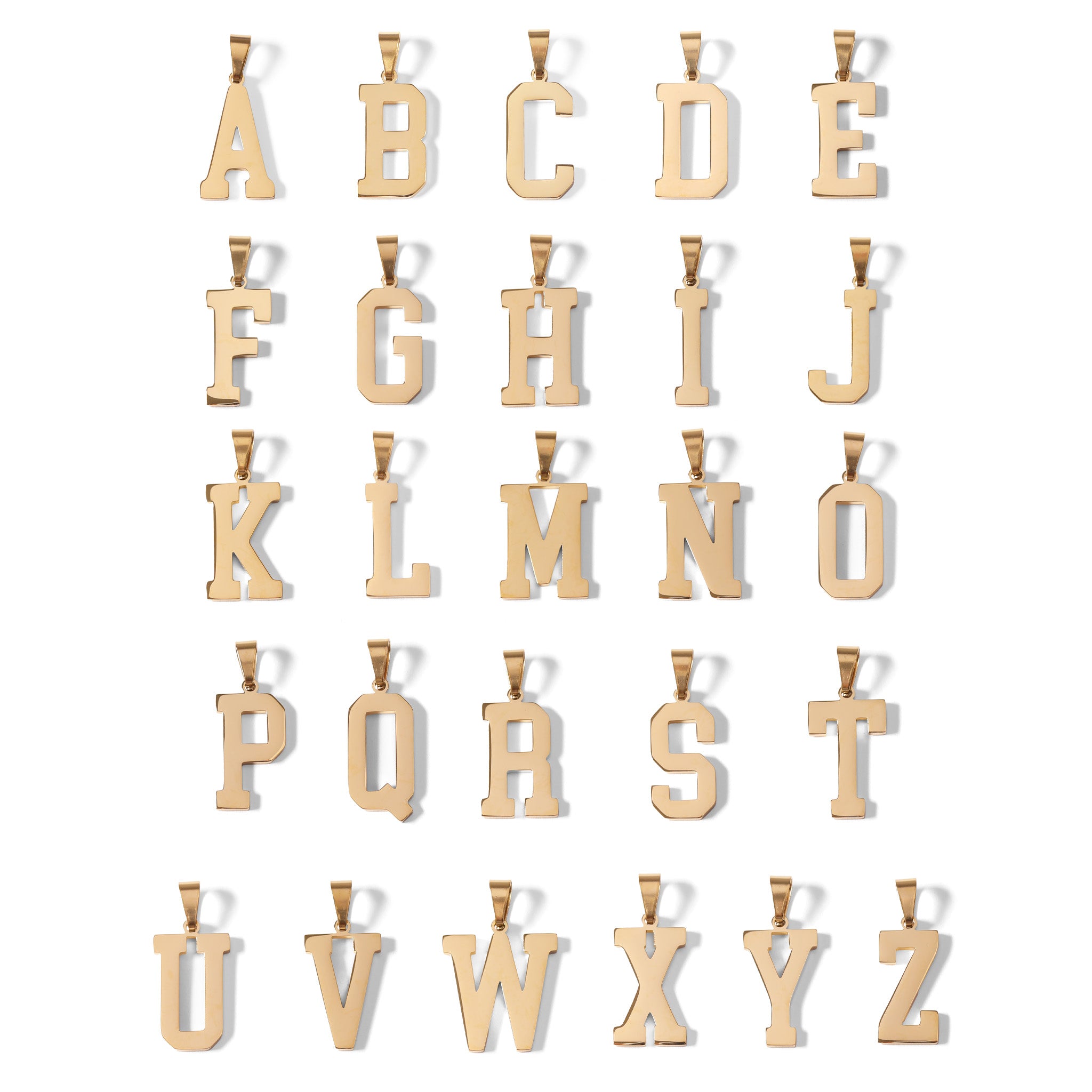 18K Gold Sports Pendant – Lightweight Sports Letter Charm, PVD Coated Stainless Steel