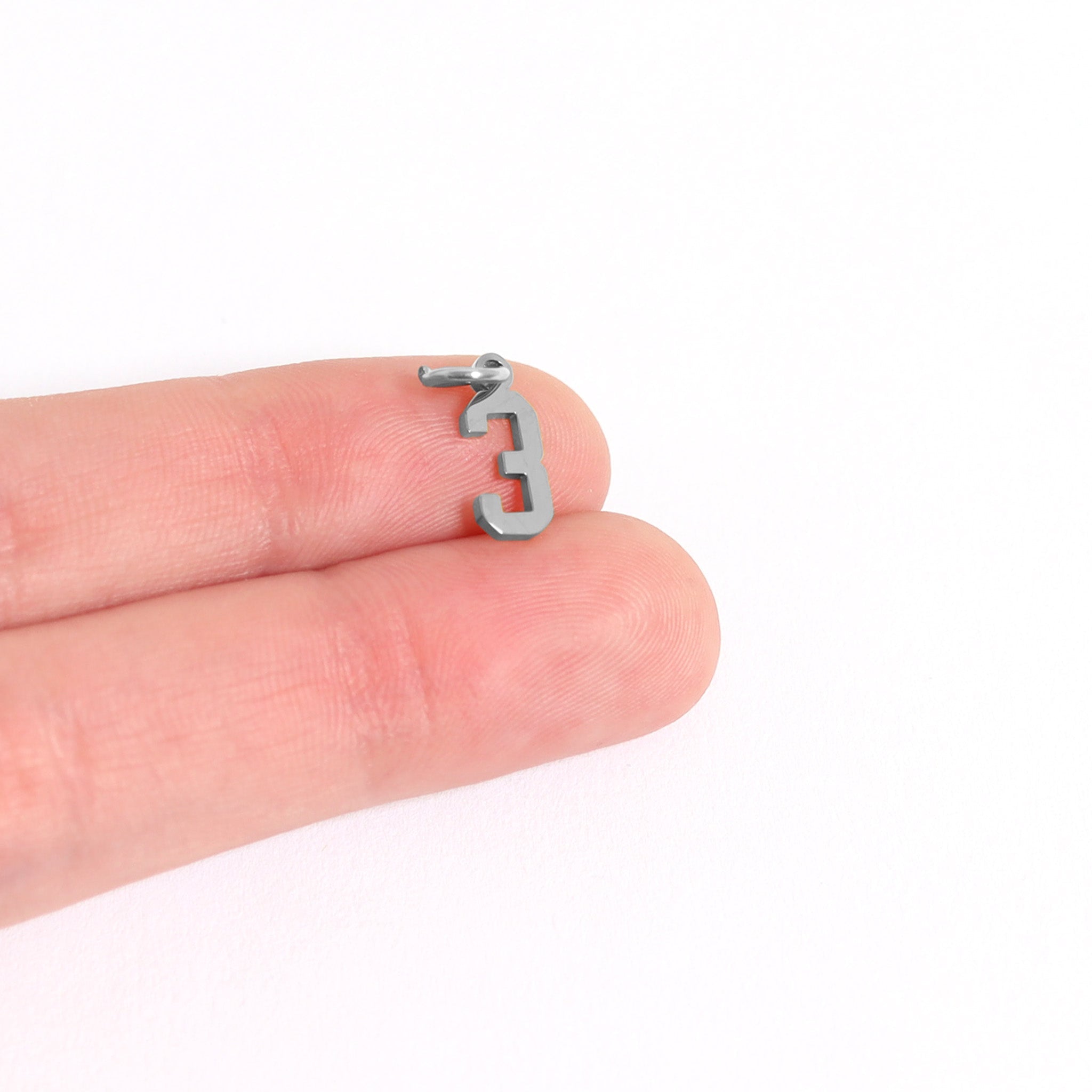 Small Sport Number Pendants – Polished 316L Stainless Steel Athletic Charms for Women