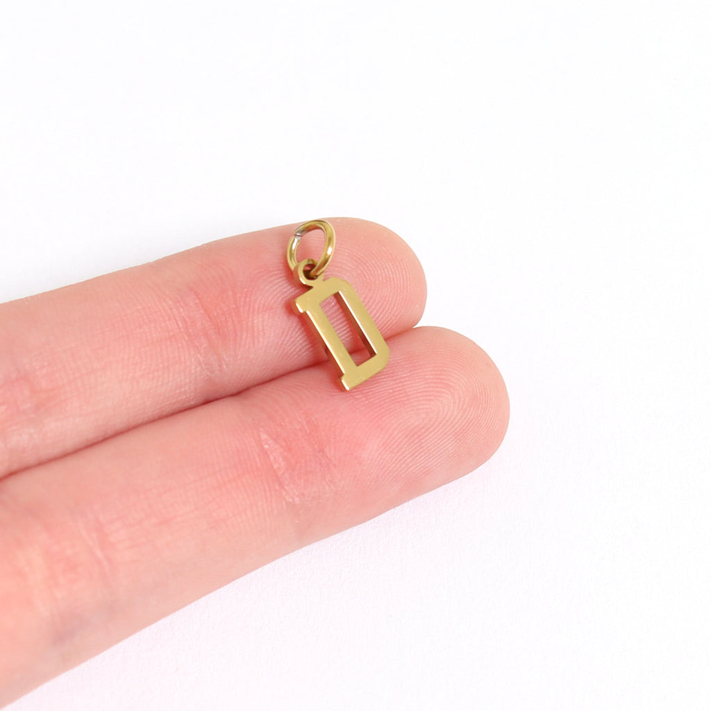 Small Sport Letter Pendant – 18K Gold Stainless Steel Charm for Athletes
