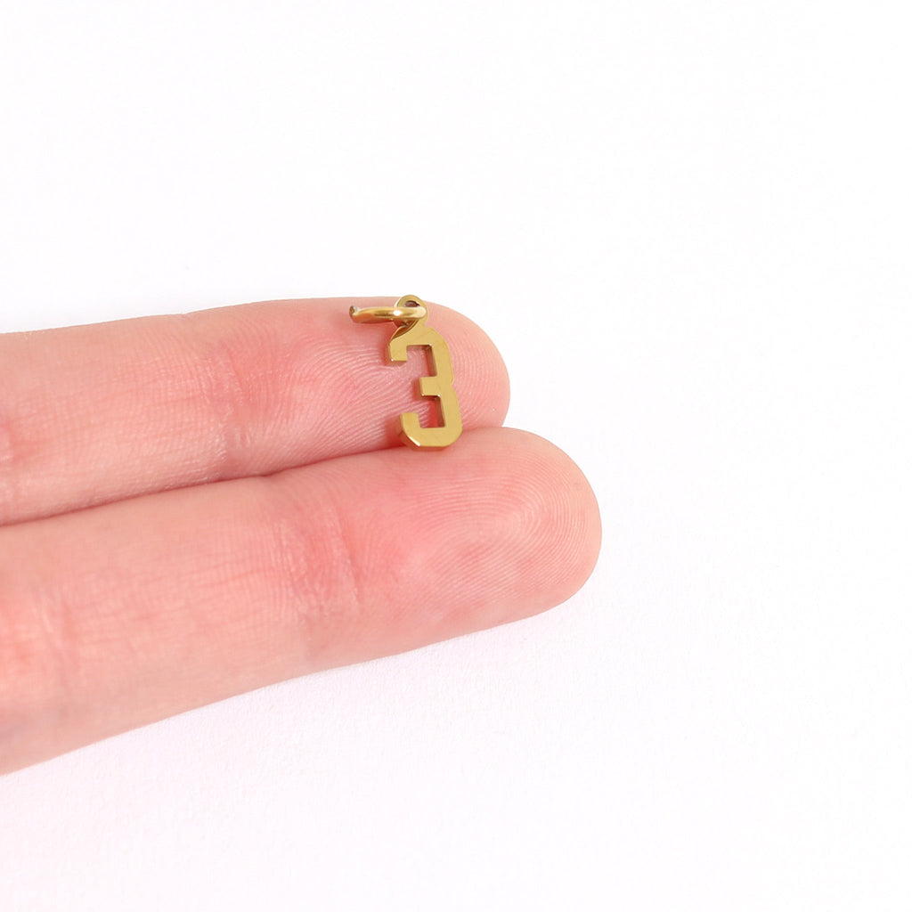 Gold Sport Number Pendant – Small 18K PVD Coated Stainless Steel Charm
