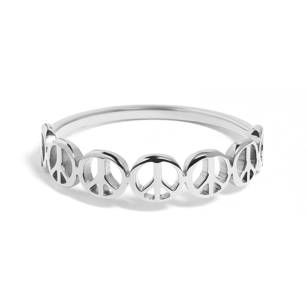 Peace Sign Stacking Ring – Durable Gold PVD Coated 316L Surgical Steel Band - Ring | Sunflower Soul Boutique