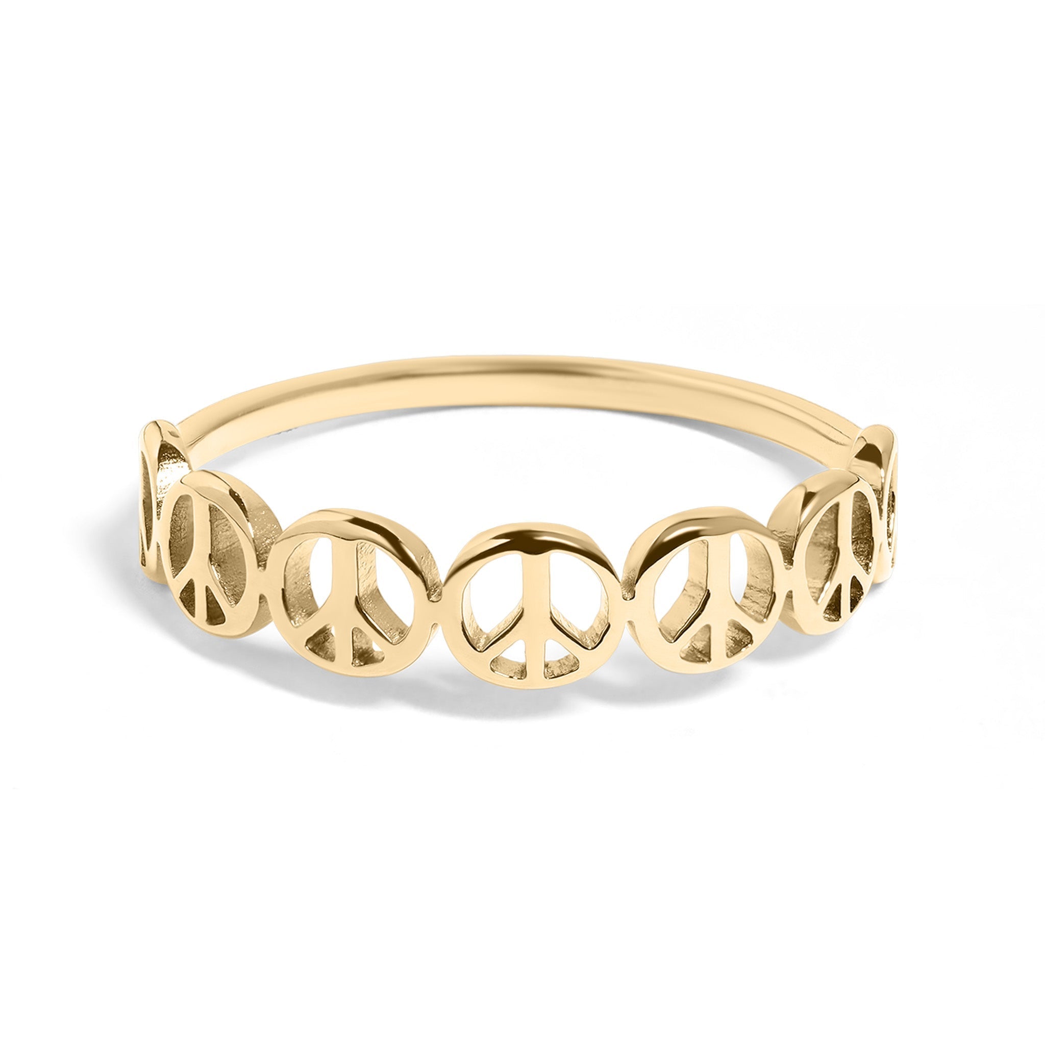Peace Sign Stacking Ring – Durable Gold PVD Coated 316L Surgical Steel Band - Ring | Sunflower Soul Boutique