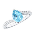 Pear Cut Aquamarine Ring – Elegant Teardrop Gemstone Ring with Diamond Accents