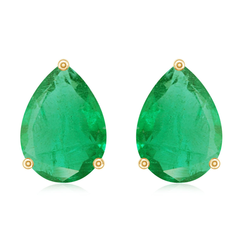 Pear Cut Emerald Earrings – Solitaire Studs with AAA Quality Green Gemstones