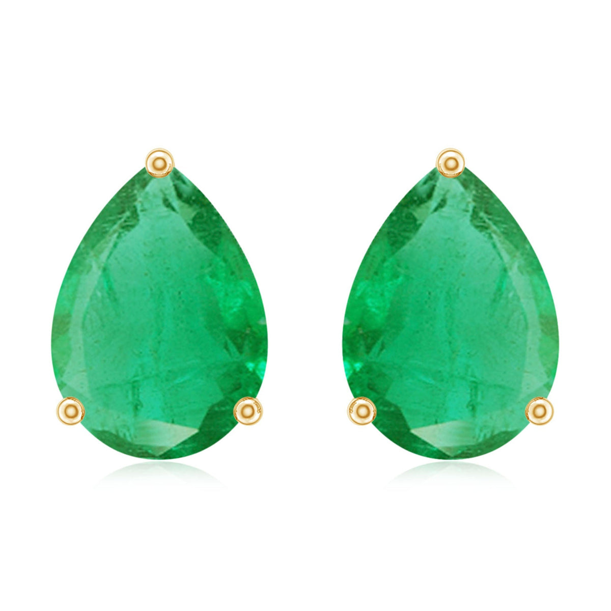 Pear Cut Emerald Earrings – Solitaire Studs with AAA Quality Green Gemstones