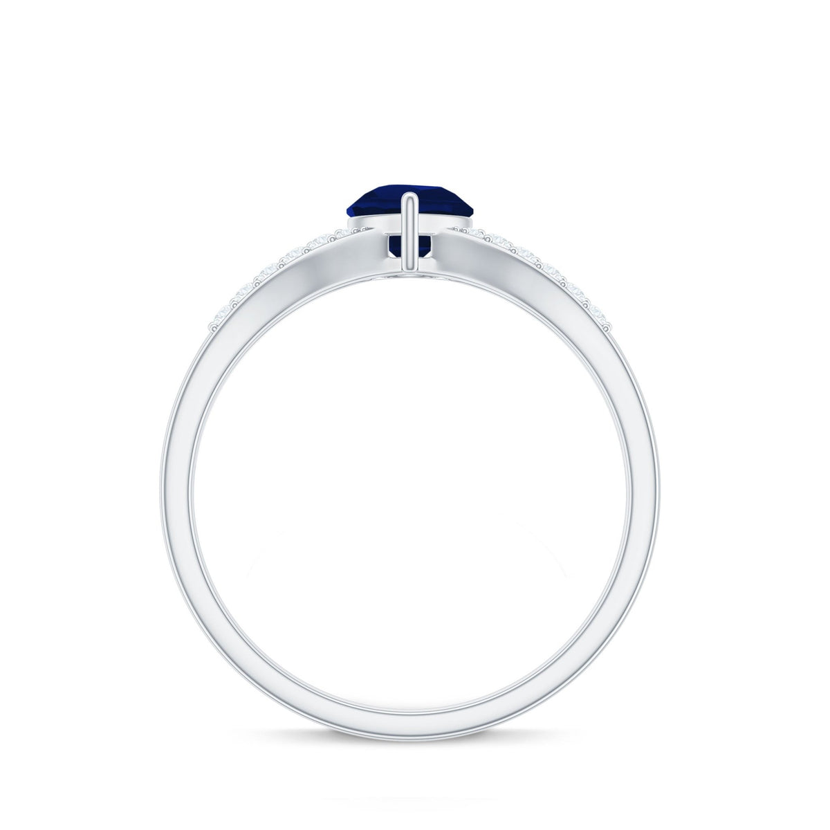 Pear Cut Sapphire Ring, Blue Sapphire Split Shank Diamond Ring