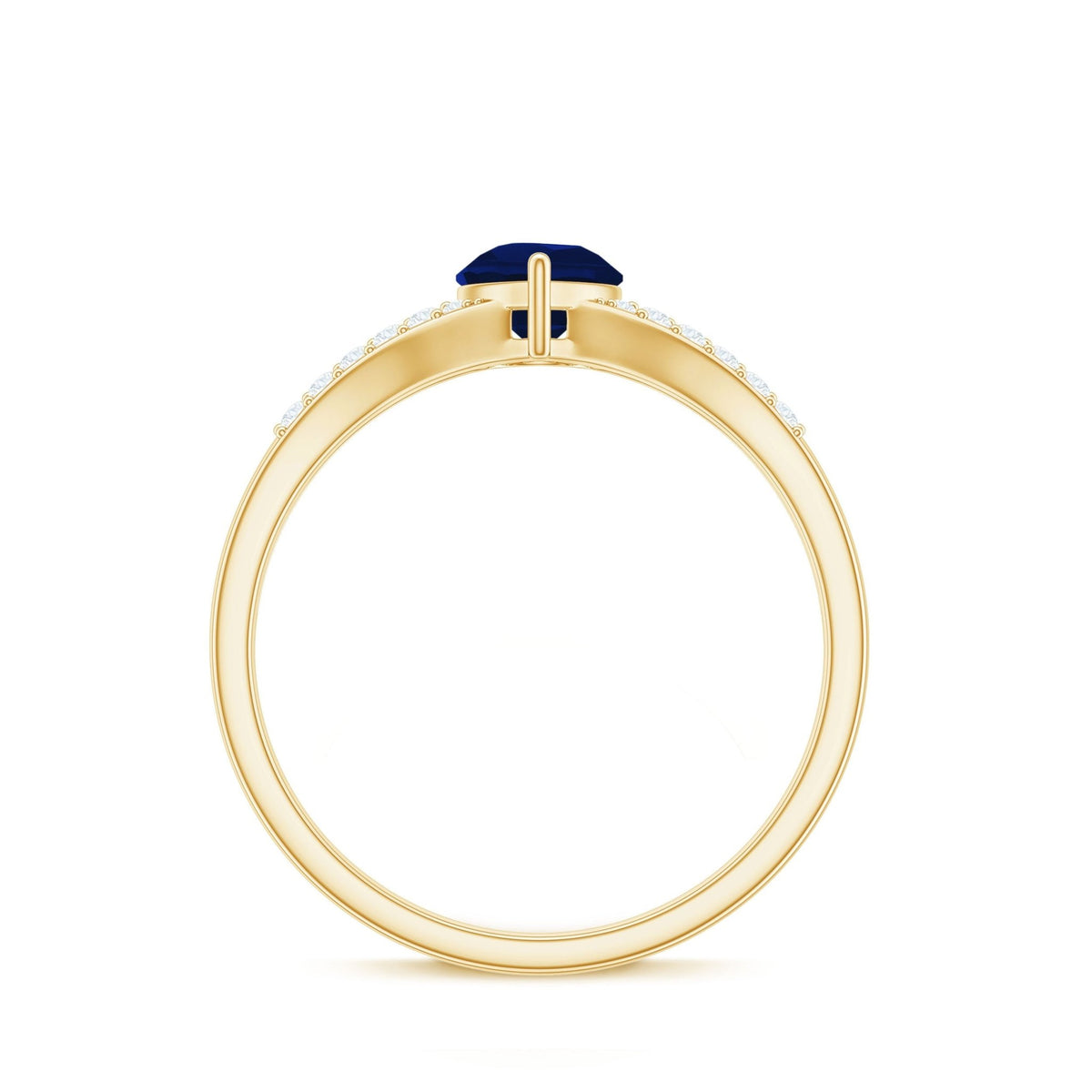Pear Cut Sapphire Ring, Blue Sapphire Split Shank Diamond Ring