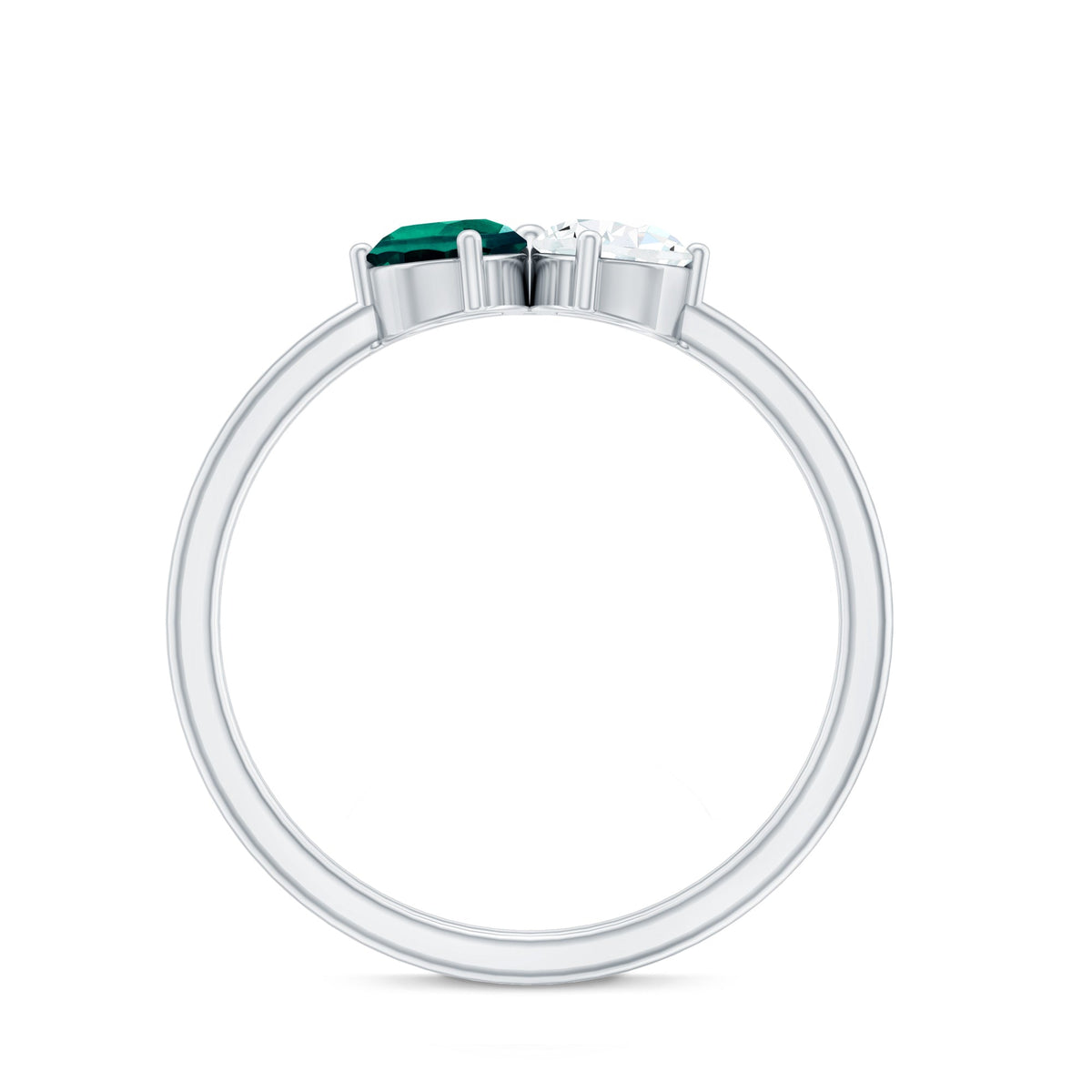 Pear Shape Emerald Ring – Toi Et Moi Two Stone Diamond Accent Prong Setting