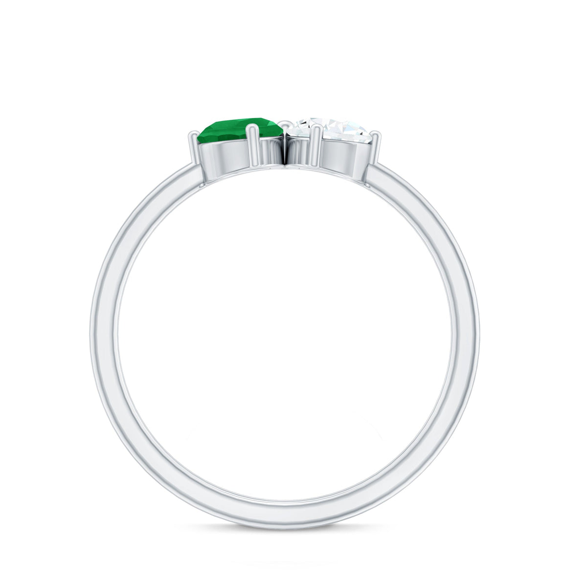 Pear Shape Emerald Ring – Two Stone Promise Ring With Diamond Accent Design