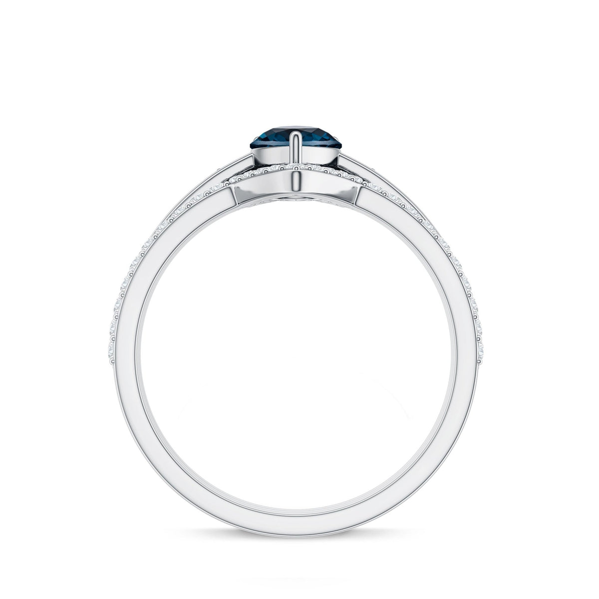 Pear Shape London Blue Topaz and Diamond Trio Ring Set