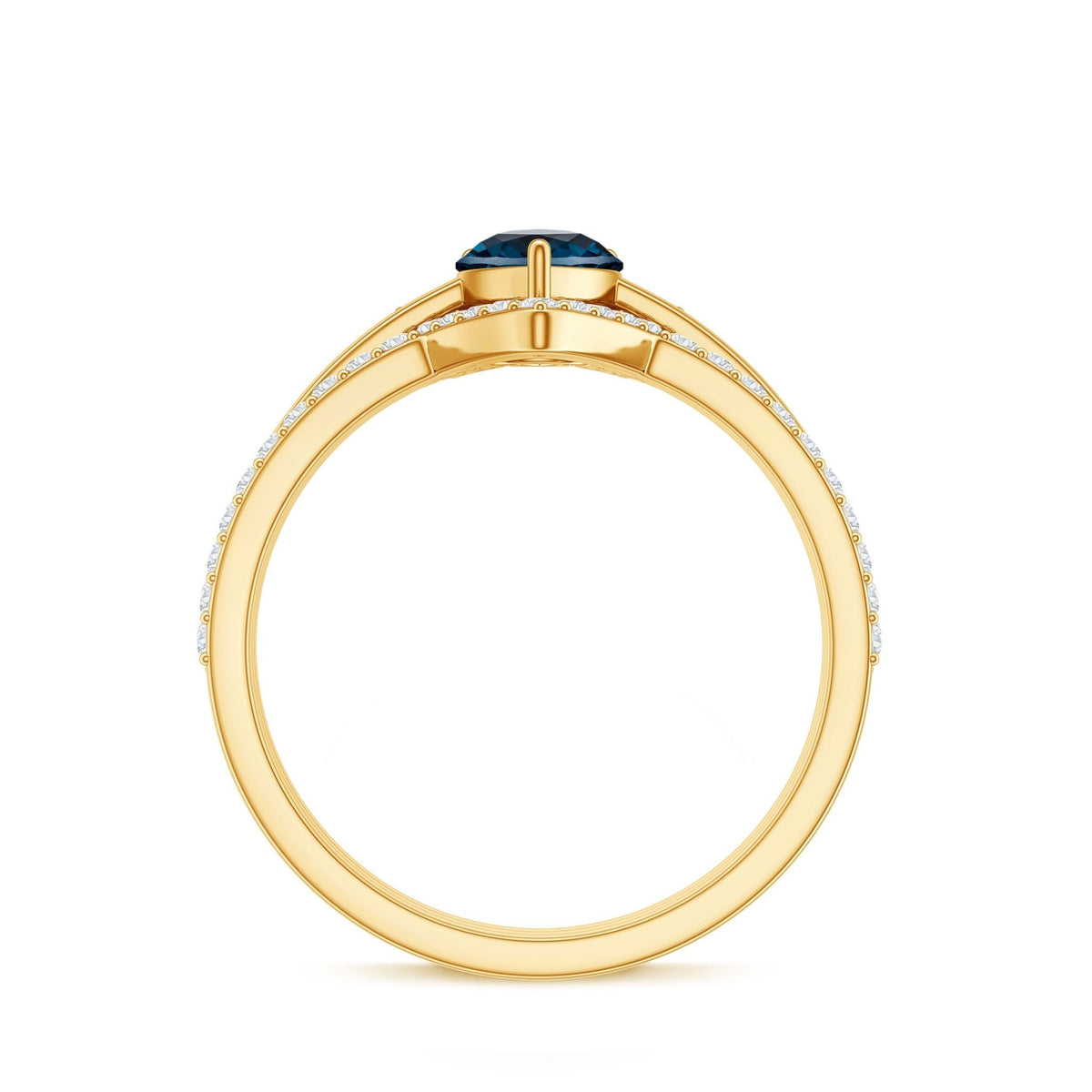 Pear Shape London Blue Topaz and Diamond Trio Ring Set