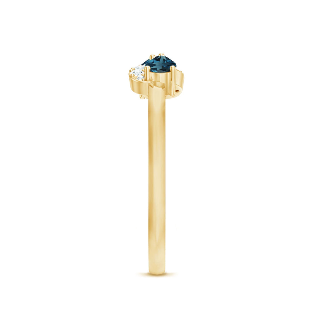 Pear Shape London Blue Topaz Infinity Promise Ring with Diamond