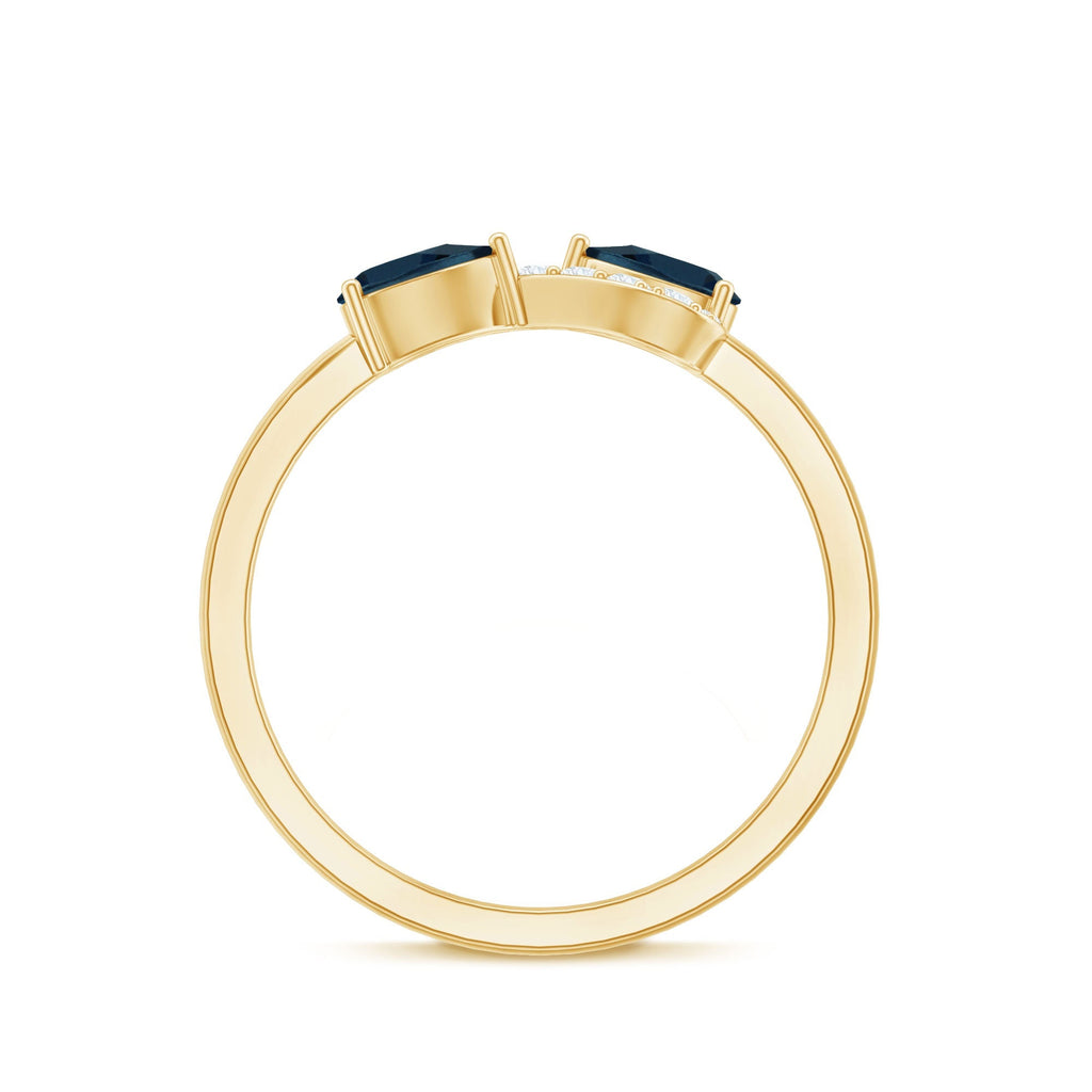 Pear Shape London Blue Topaz Infinity Promise Ring with Diamond