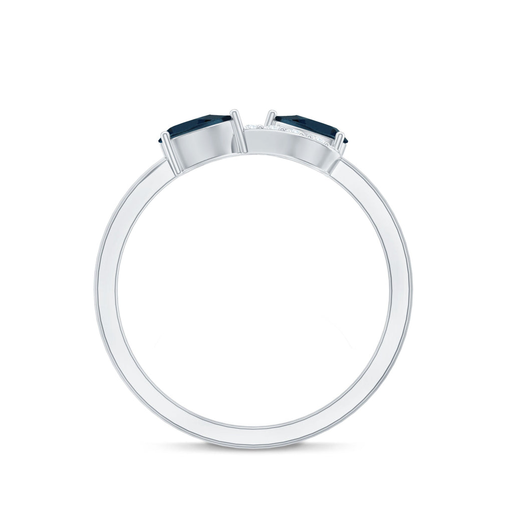 Pear Shape London Blue Topaz Infinity Promise Ring with Diamond