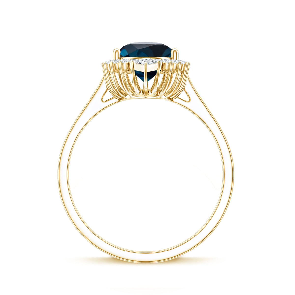 Pear Shaped London Blue Topaz and Diamond Statement Engagement Ring