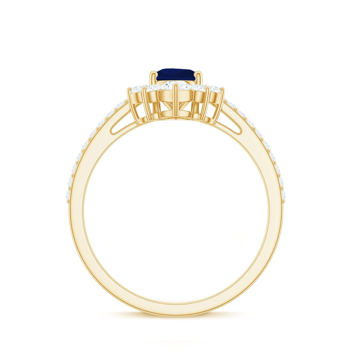 Pear Shaped Sapphire Ring, Blue Sapphire Crown Engagement Ring