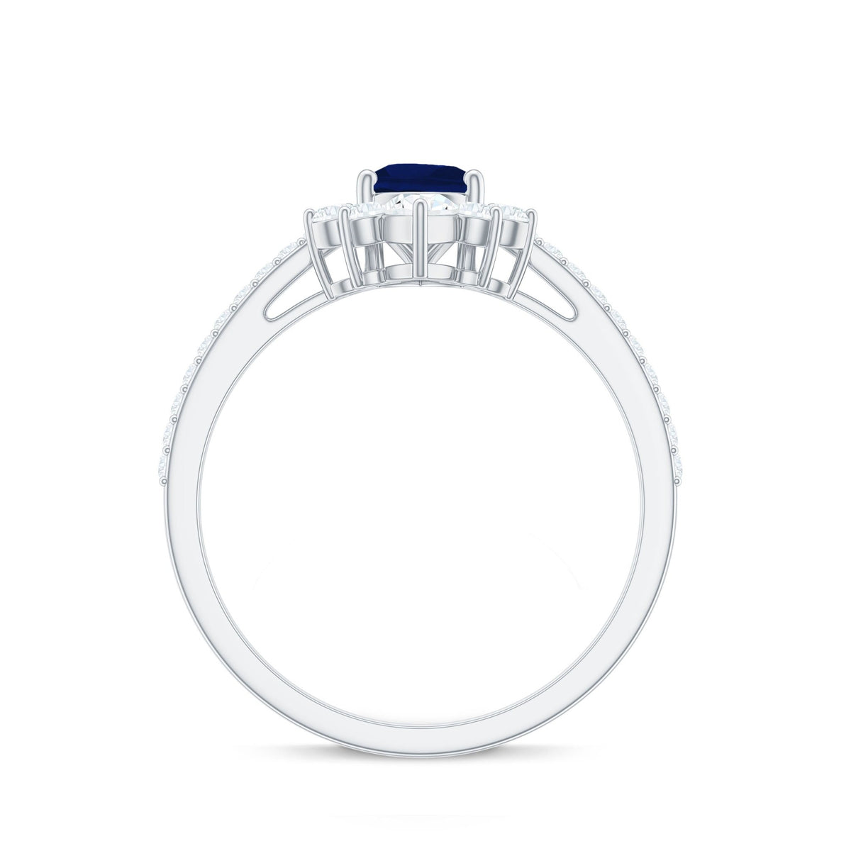 Pear Shaped Sapphire Ring, Blue Sapphire Crown Engagement Ring
