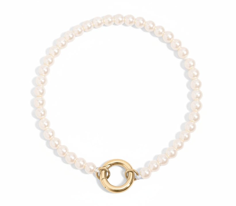 Pearl Charm Bracelet – 18K Gold Stainless Steel With Durable Charm Keeper - Bracelets | Sunflower Soul Boutique