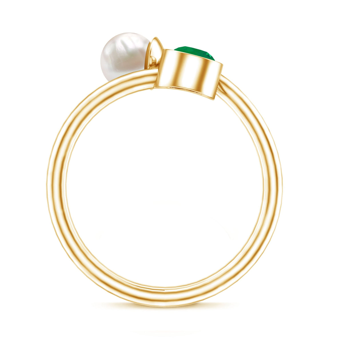 Pearl Emerald Promise Ring – Freshwater Pearl Toi Et Moi Wrap Design