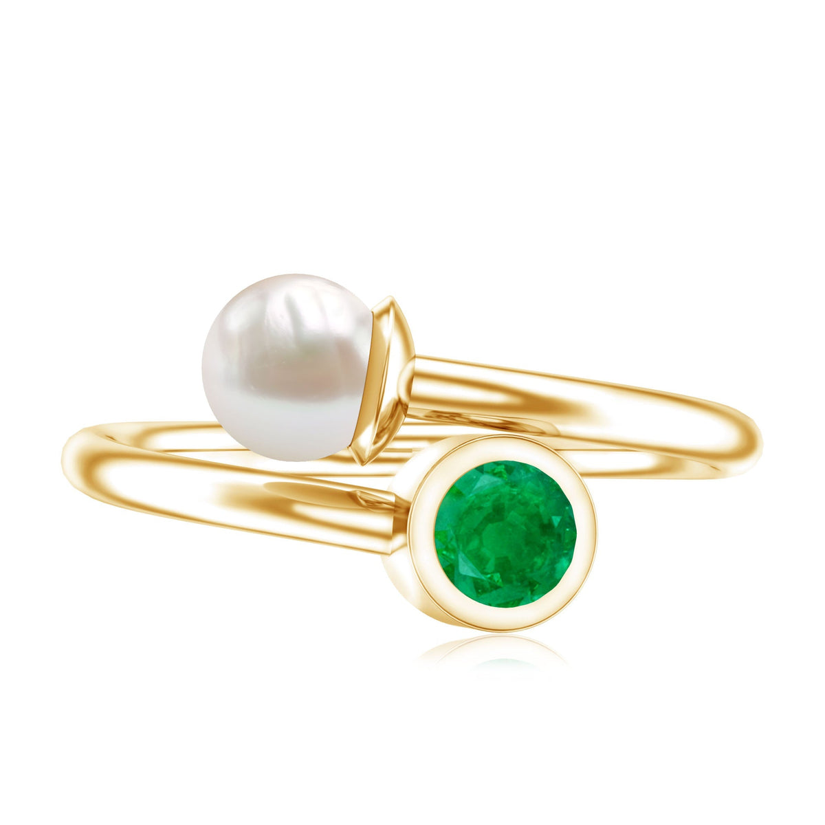 Pearl Emerald Promise Ring – Freshwater Pearl Toi Et Moi Wrap Design