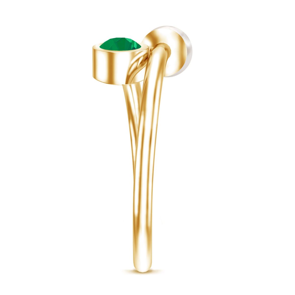 Pearl Emerald Promise Ring – Freshwater Pearl Toi Et Moi Wrap Design