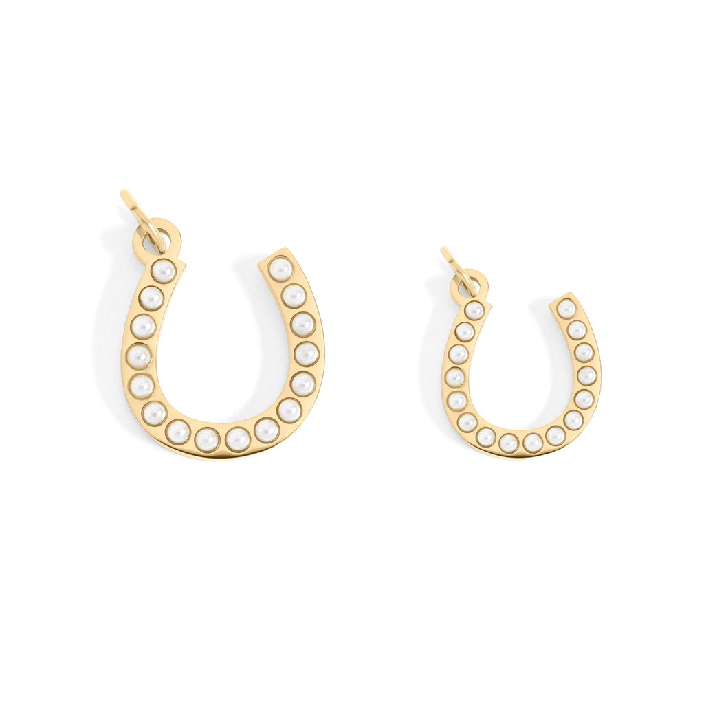 Pearl Horseshoe Charm – Gold PVD Coated Stainless Steel Luck Pendant - charm | Sunflower Soul Boutique