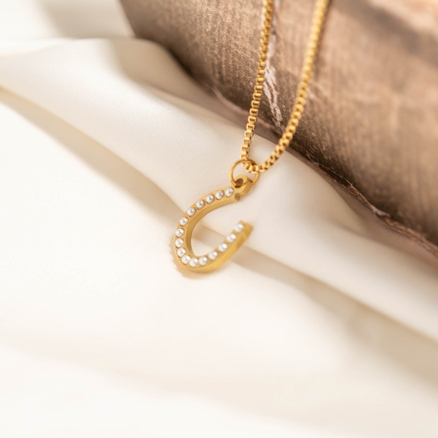 Pearl Horseshoe Charm – Gold PVD Coated Stainless Steel Luck Pendant - charm | Sunflower Soul Boutique