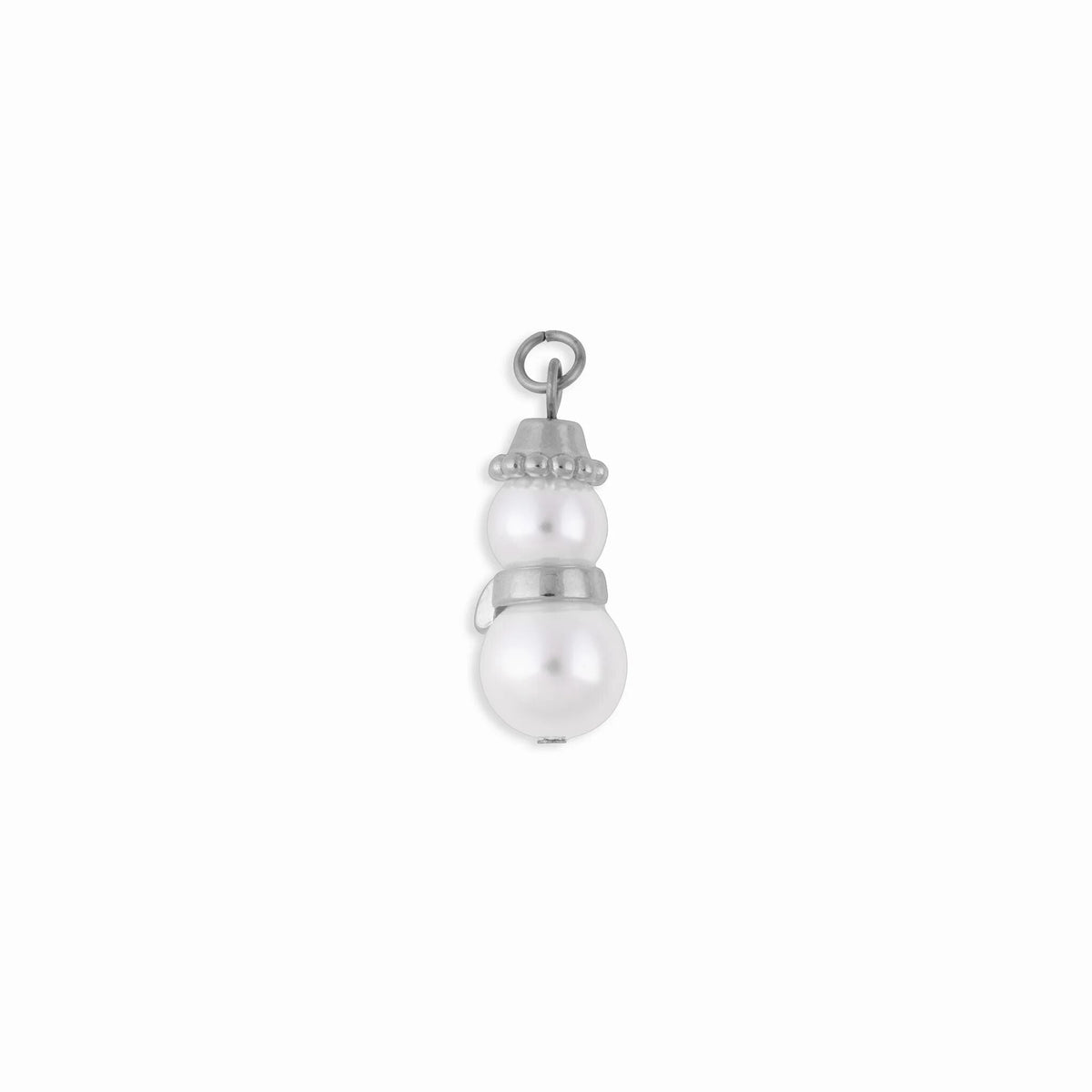 Wholesale Jewelry 18K Gold PVD Stainless Steel Pearl Snowman Charm- silver main 