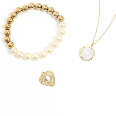 18K Gold PVD Stainless Steel Semi Precious Beaded Stretch Bracelets