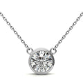 Lab Grown Diamond Pendant – 2 Carat Round Brilliant Diamond Necklace | 14K Gold Bezel