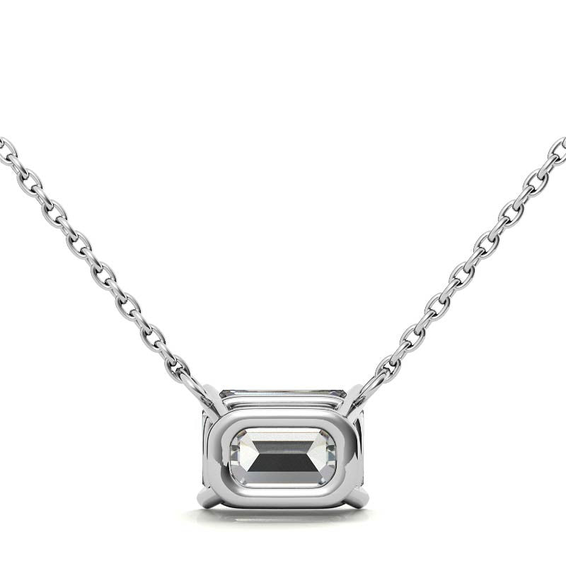 Lab Grown Diamond Pendant – 2 Carat Emerald Cut Pendant | 14K Gold Necklace