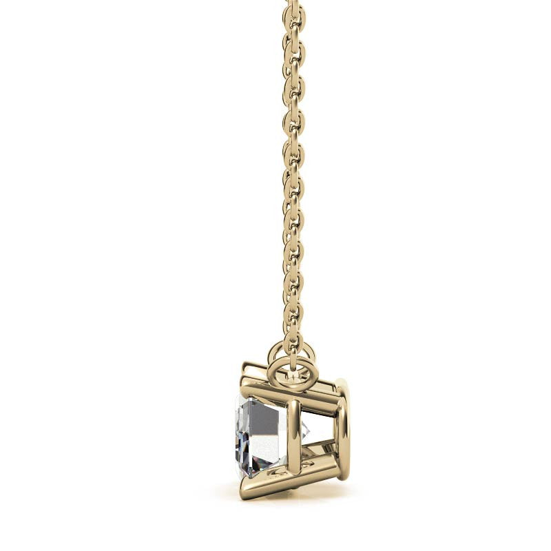 Lab Grown Diamond Pendant – 2 Carat Emerald Cut Pendant | 14K Gold Necklace