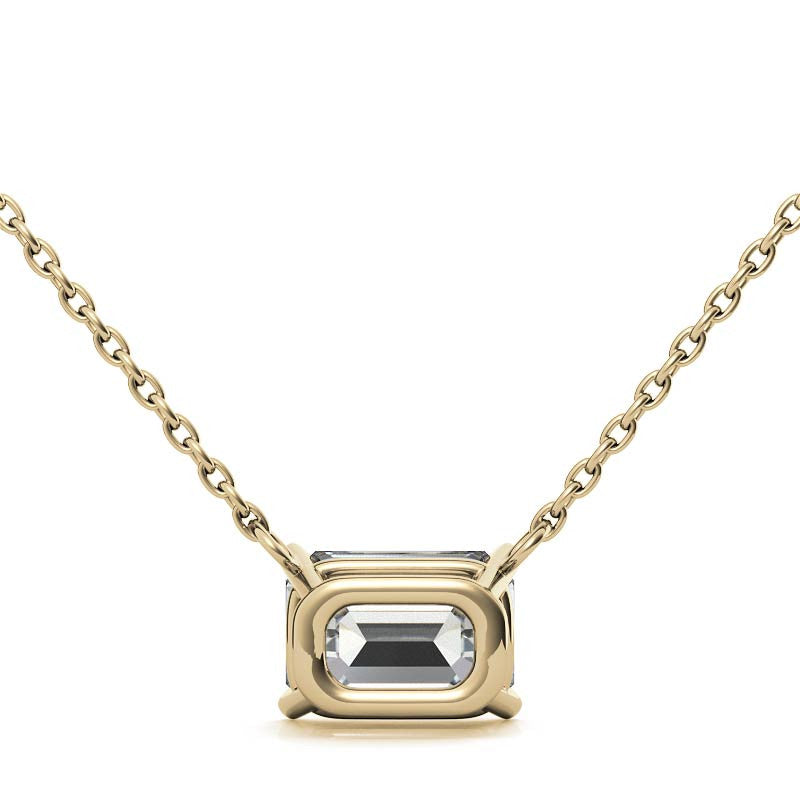 Lab Grown Diamond Pendant – 2 Carat Emerald Cut Pendant | 14K Gold Necklace