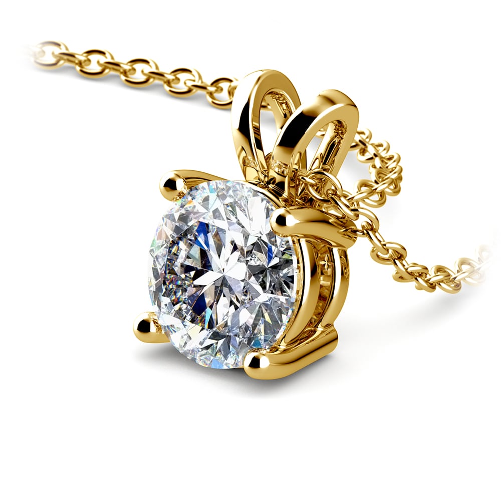 Lab Grown Diamond Pendant – 1 Carat Round Cut AGI Certified Gold Pendant