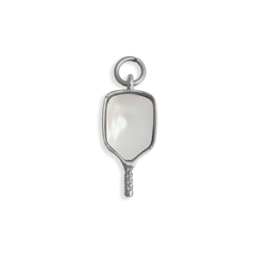 Pickleball Charm 18K Gold Stainless Steel - Mother Of Pearl Inlay, PVD Coated Jewelry - charm | Sunflower Soul Boutique