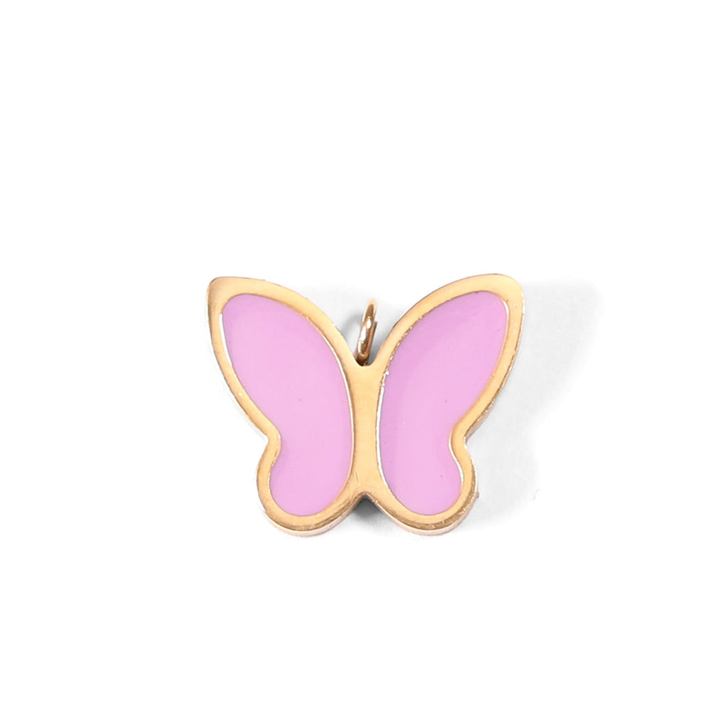 Pink Butterfly Charm – 18K Gold PVD Stainless Steel Waterproof Jewelry Accent - charm | Sunflower Soul Boutique