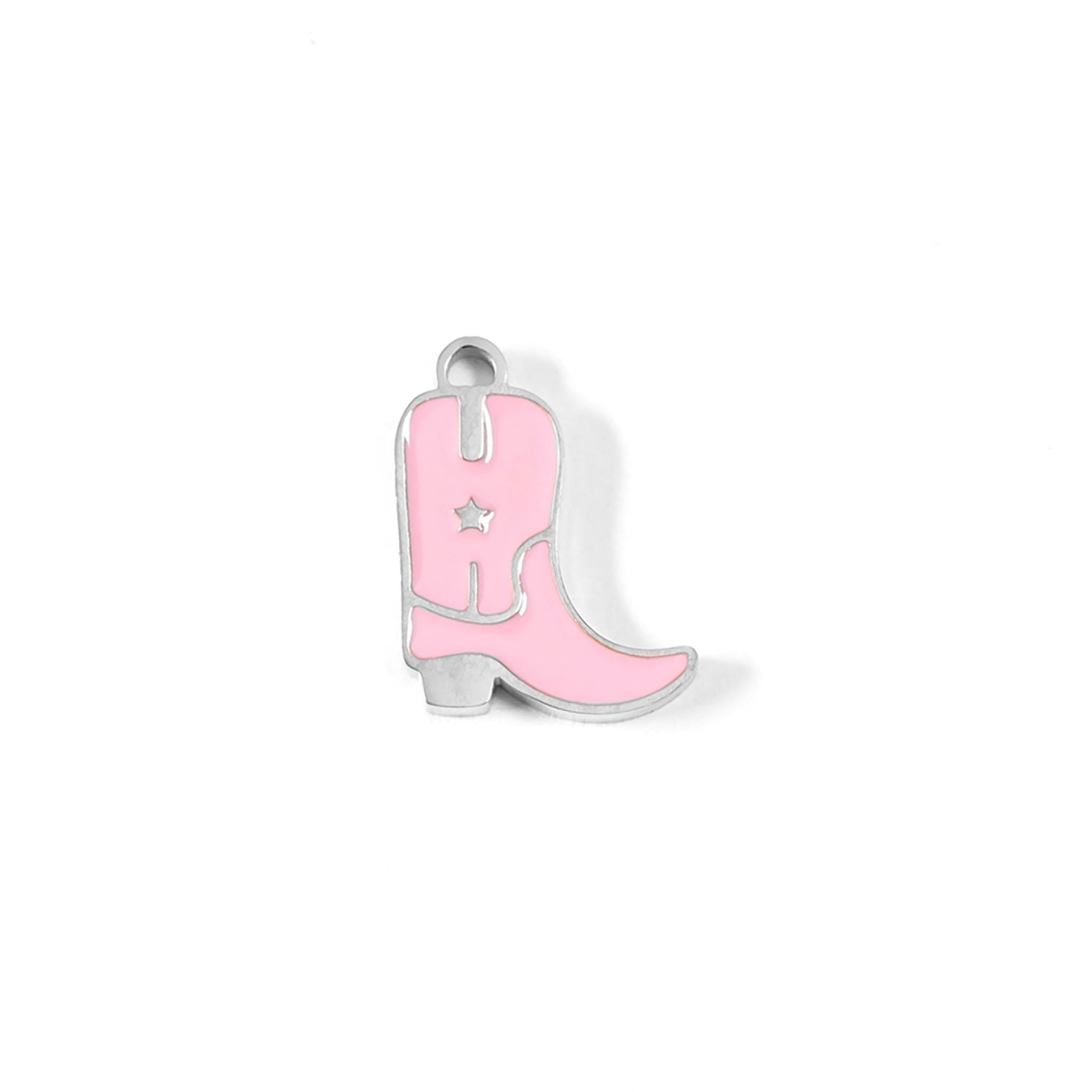 Pink Cowgirl Boot Charm – 18K Gold PVD Coated Stainless Steel Pendant - charm | Sunflower Soul Boutique
