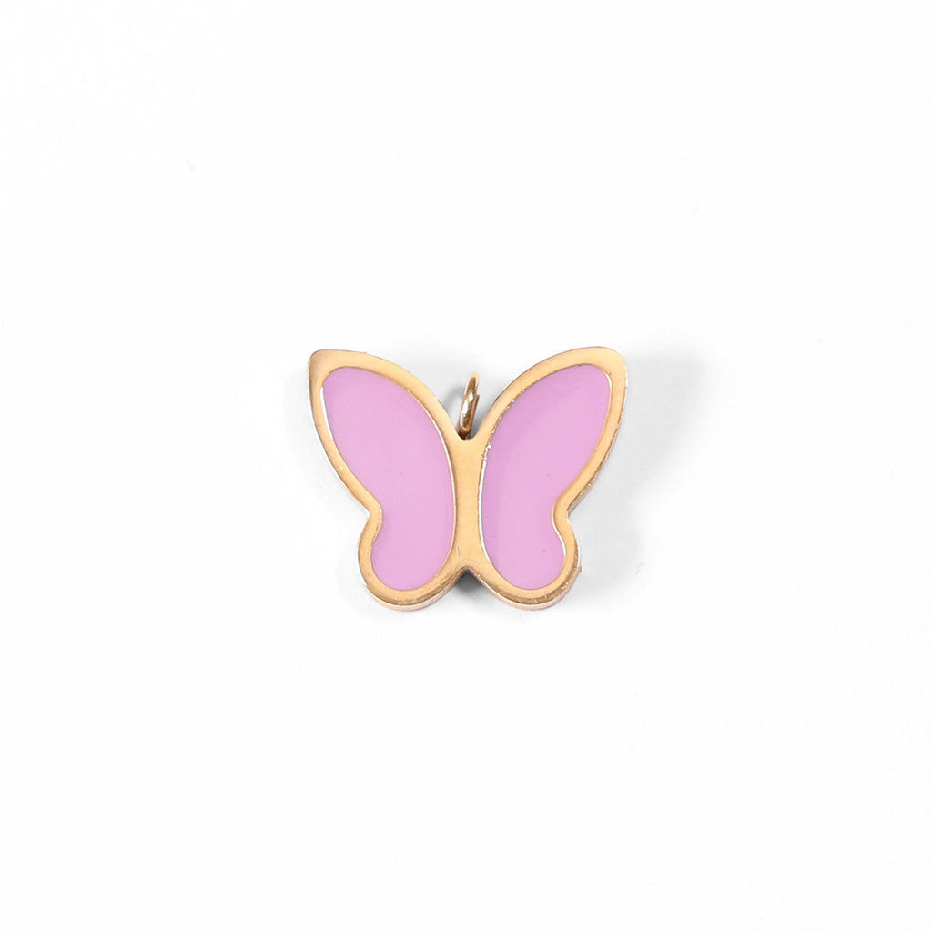 Pink Butterfly Charm – 18K Gold PVD Stainless Steel Waterproof Jewelry Accent