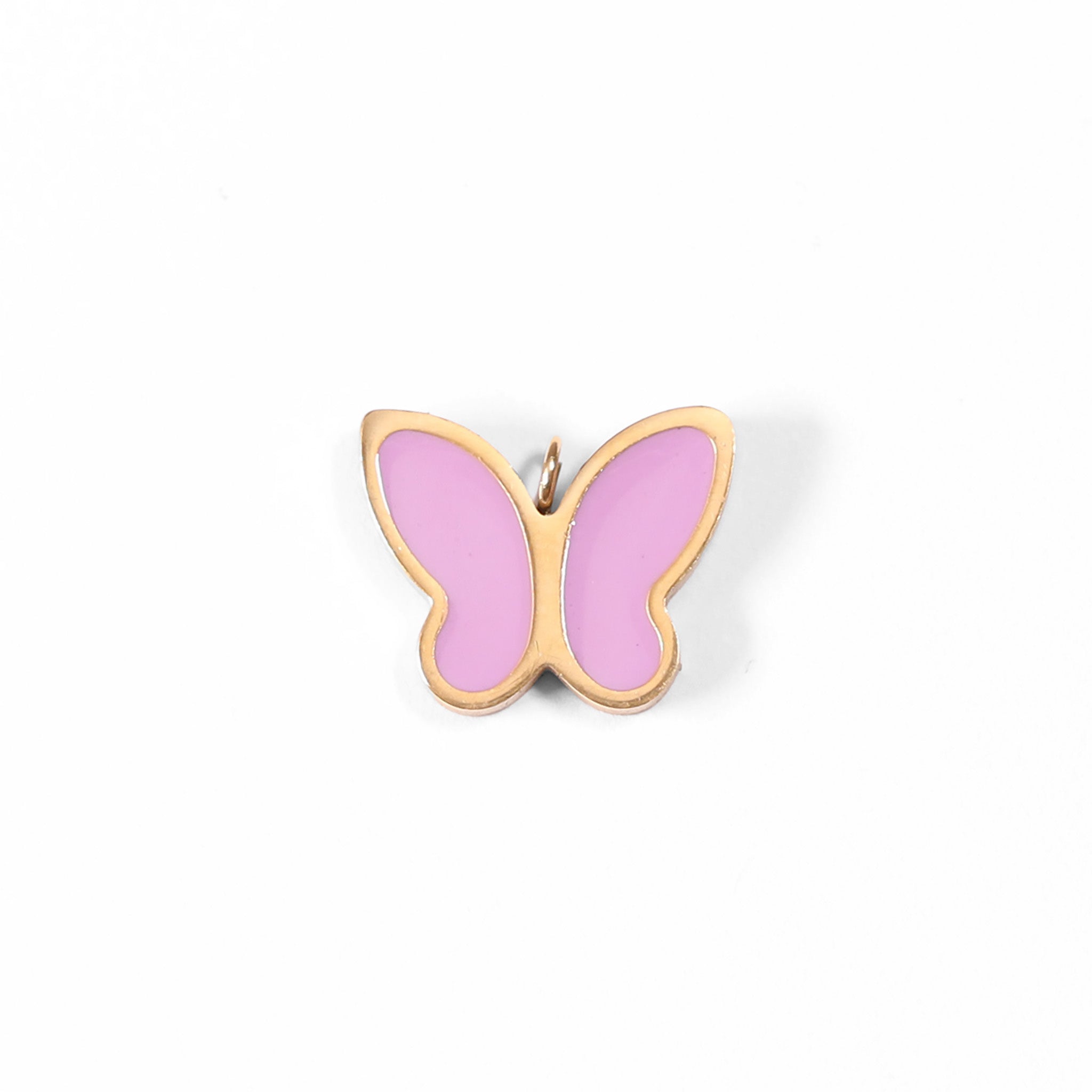 Pink Butterfly Charm – 18K Gold PVD Stainless Steel Waterproof Jewelry Accent