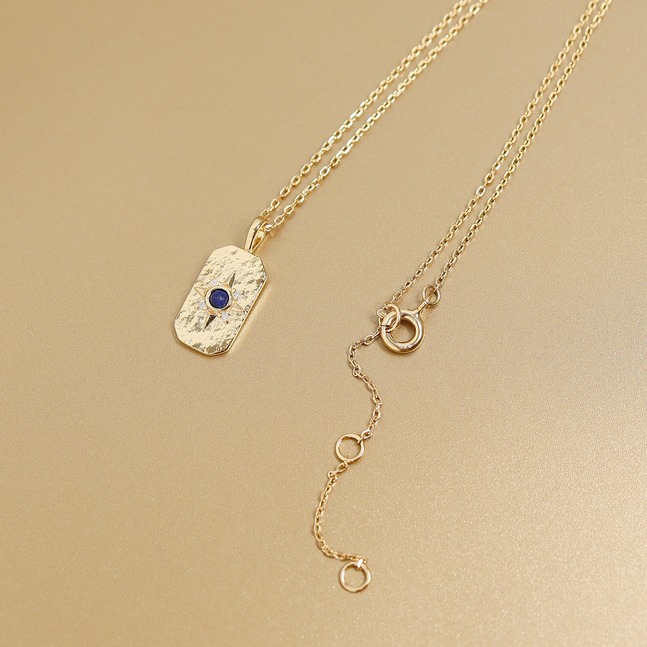 Compass Star Necklace, 14K Gold Plated Sterling Silver, Onyx