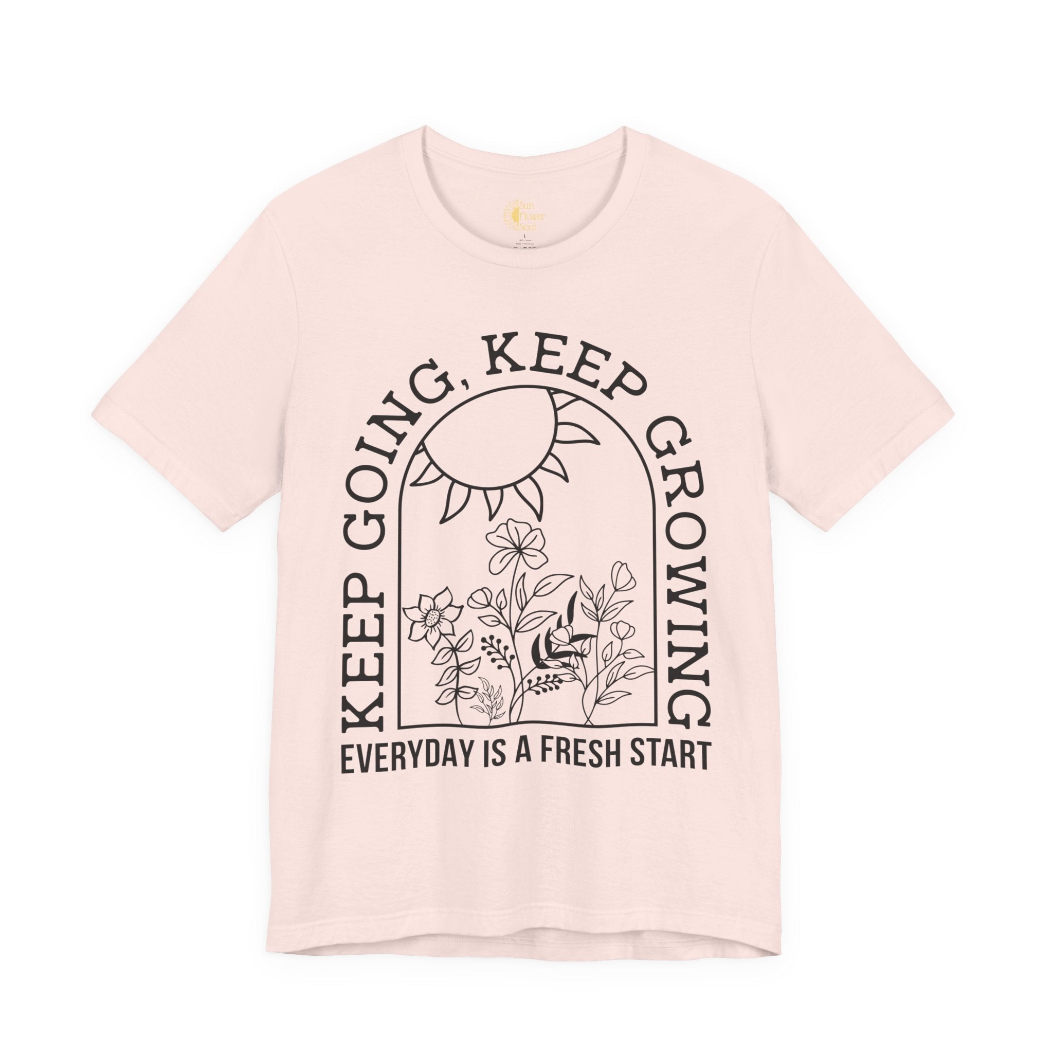 Positive Graphic Tee – Keep Growing Shirt With Floral Design | Soft Cotton T-Shirt - T-Shirt | Sunflower Soul Boutique