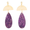Prescott Purple Jasper Golden Drop Earrings