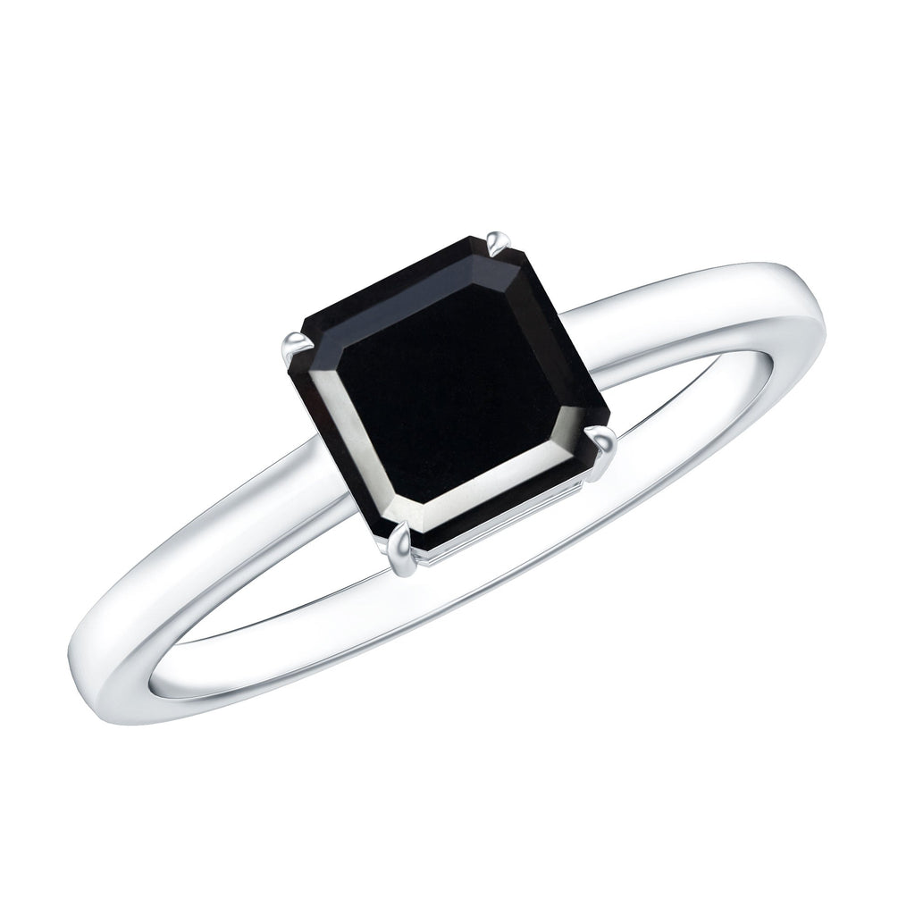 Princess Cut Black Onyx Solitaire Engagement Ring for Her