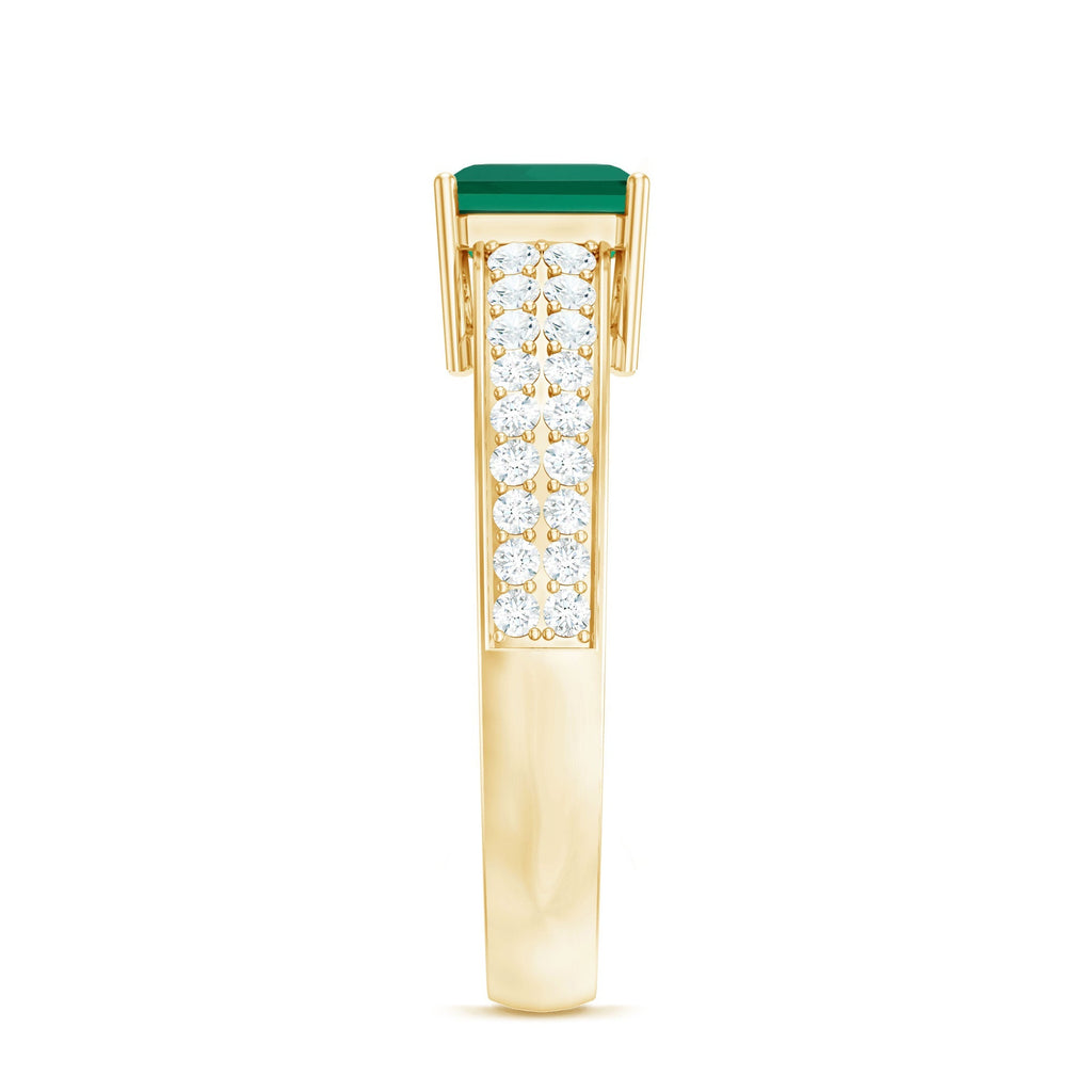Princess Cut Emerald Ring – 6 Carat Lab Created Emerald with Diamond Side Stones