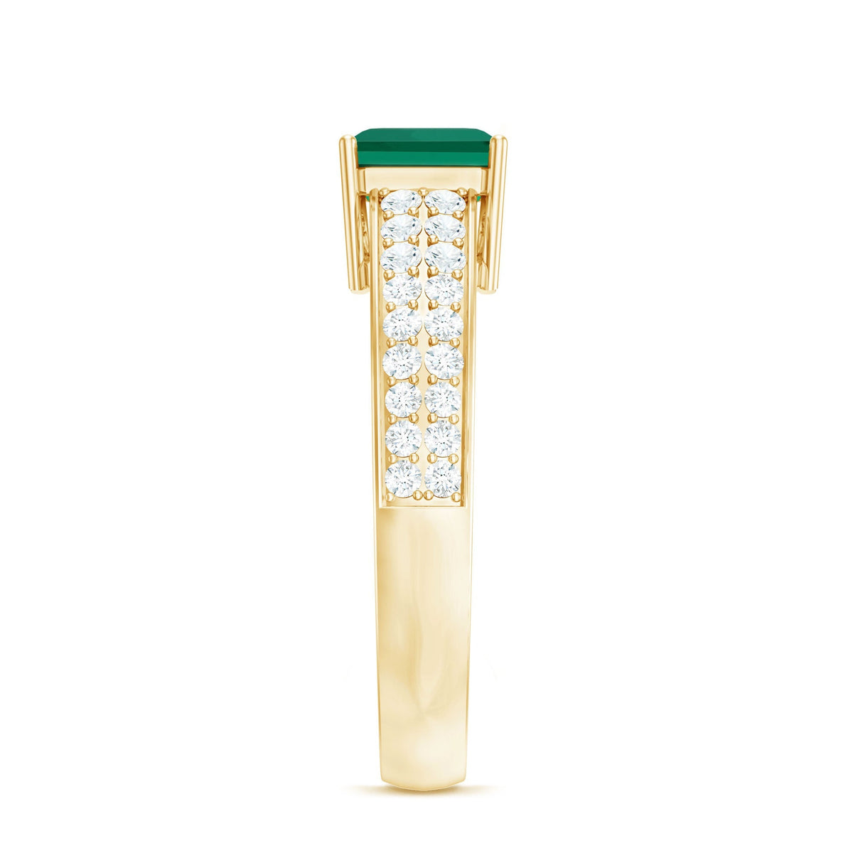 Princess Cut Emerald Ring – 6 Carat Lab Created Emerald with Diamond Side Stones